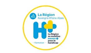 Logo du programme handicap et formation de la Région Auvergne-Rhône-Alpes, mettant en avant l'engagement pour l'inclusion et l'accessibilité